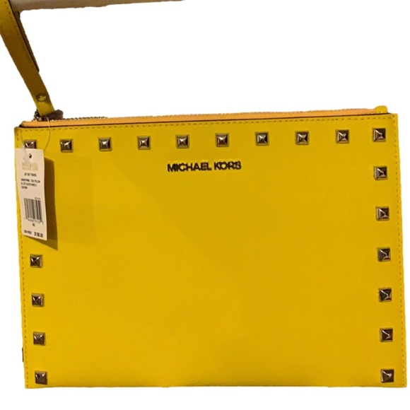 Michael Kors Handbags - MICHAEL KORS TAXI YELLOW CLUTCH WRISTLET